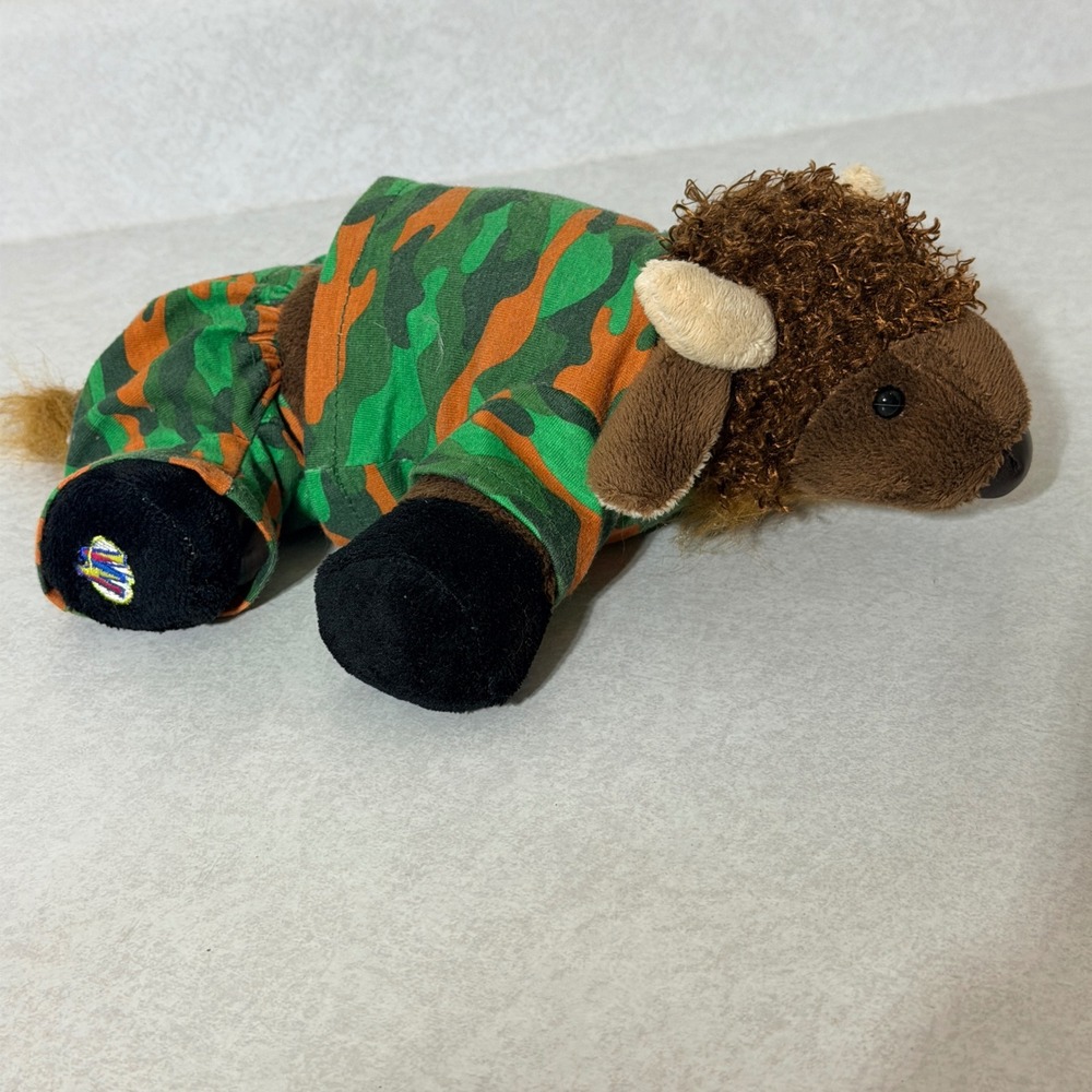 Webkinz Buffalo HM336 Plush Stuffed Animal Brown Camo Outfit W Hoof Logo